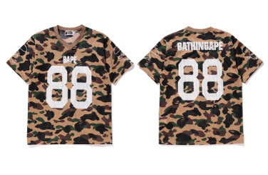 1ST CAMO MESH FOOTBALL TEE | bape.com