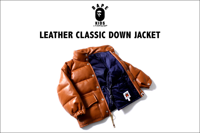 Bape leather down jacket hotsell