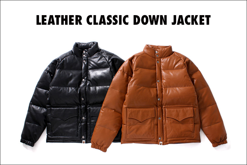 Leather classic down jacket hotsell