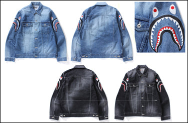 Bape denim jacket shark online