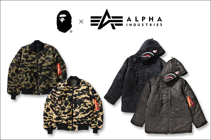 ALPHA 1ST CAMO MA-1 / ALPHA SHARK N-3B | bape.com