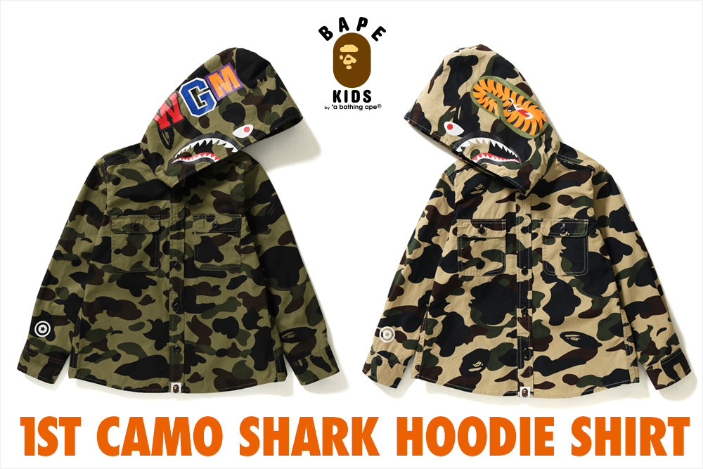 1ST CAMO SHARK HOODIE SHIRT | bape.com