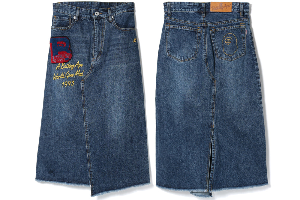 APE HEAD DENIM SKIRT | bape.com