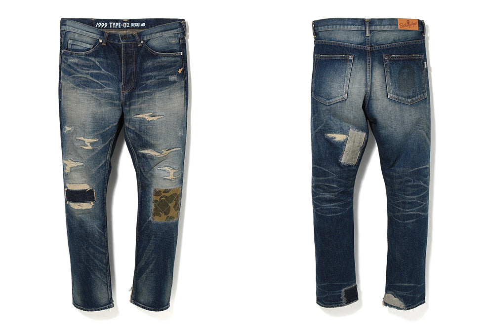 冬ギフト  1999 TYPE-02 DAMAGE DENIM PANTS | bape.com パンツ