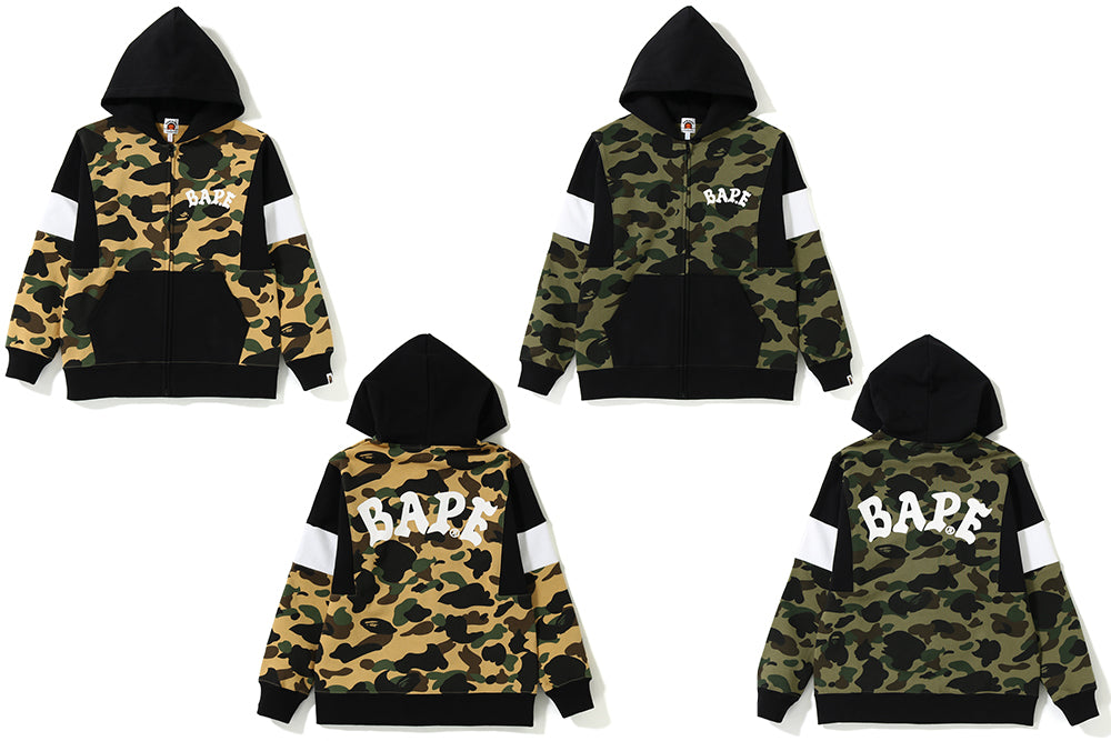 1ST CAMO COLOR BLOCK ZIP HOODIE | bape.com