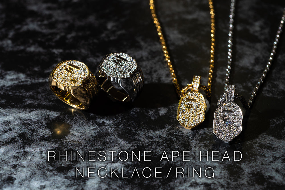 RHINESTONE APE HEAD NECKLACE / RHINESTONE APE HEAD RING | bape.com