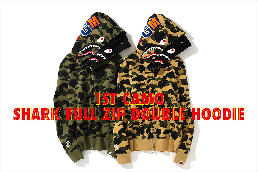 1ST CAMO SHARK FULL ZIP DOUBLE HOODIE | bape.com