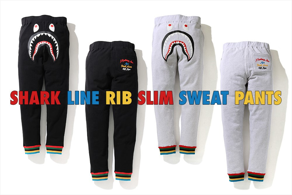 SHARK LINE RIB SLIM SWEAT PANTS bape