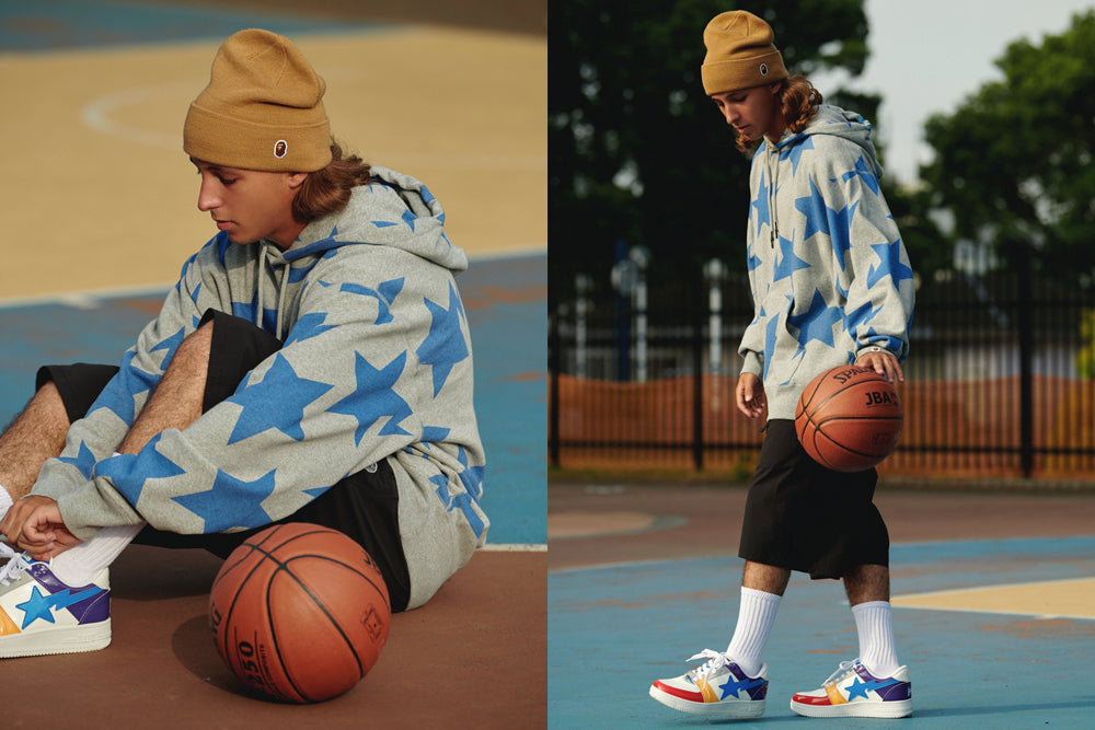 RELAXED STA PATTERN PULLOVER HOODIE | bape.com