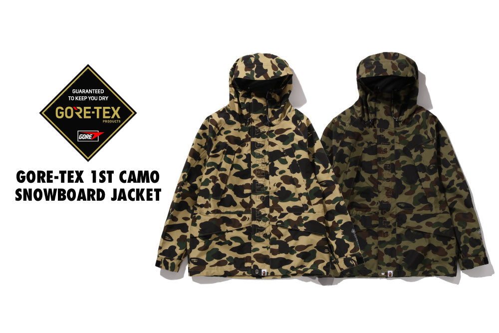 A BATHING APE 迷彩デザイン スノーボードジャケット GORE - TEX 1ST CAMO SNOWBOARD JACKET | bape.com