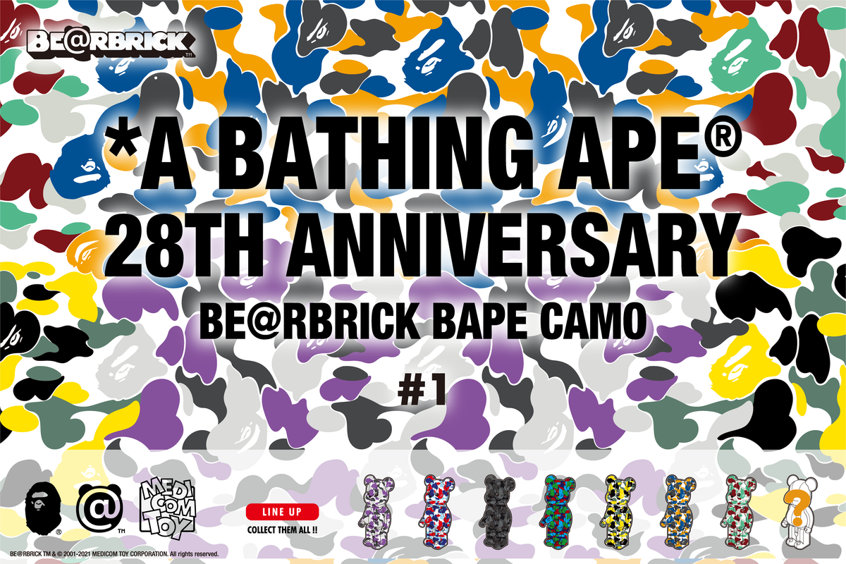 A BATHING APE(R) 28TH ANNIVERSARY BE@RBRICK BAPE CAMO 100