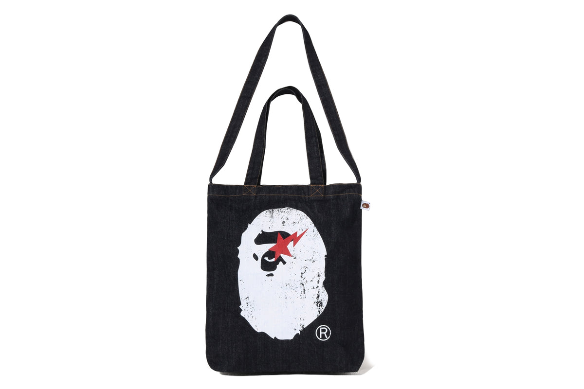 APE HEAD DENIM 2WAY TOTE BAG | bape.com