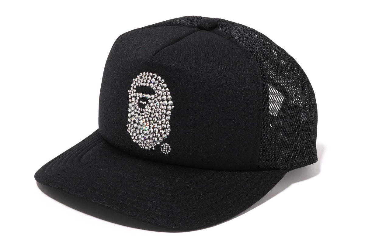 CRYSTAL STONE APE HEAD MESH CAP | bape.com