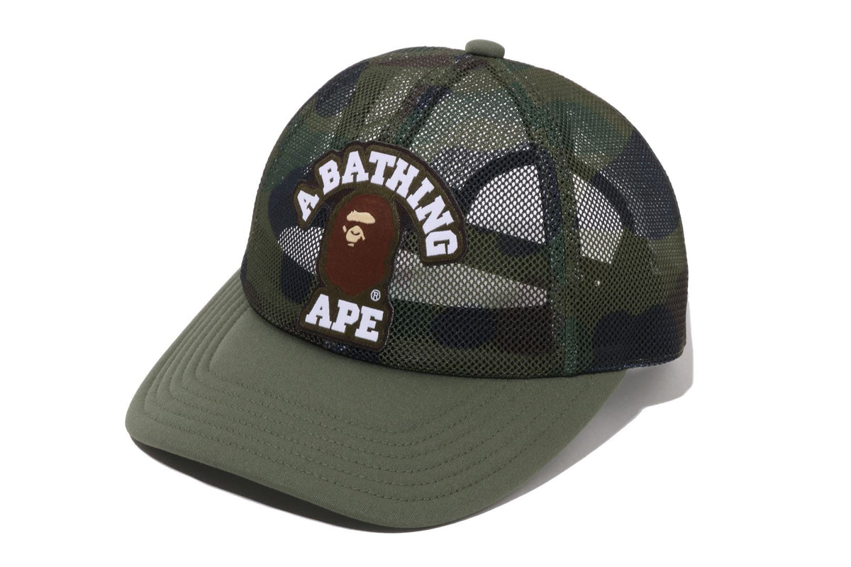 1ST CAMO COLLEGE PATCHED MESH CAP | bape.com
