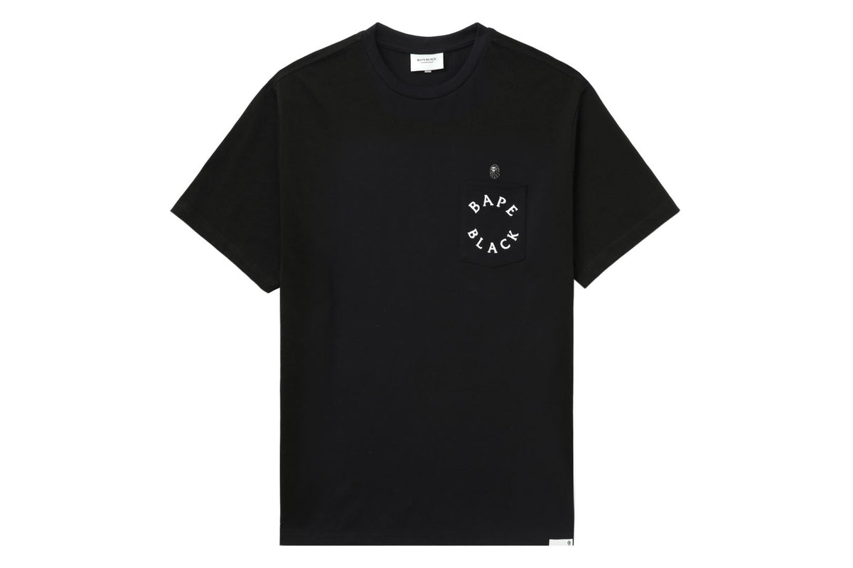 BAPE BLACK APE HEAD STITCH LOGO POCKET TEE | bape.com