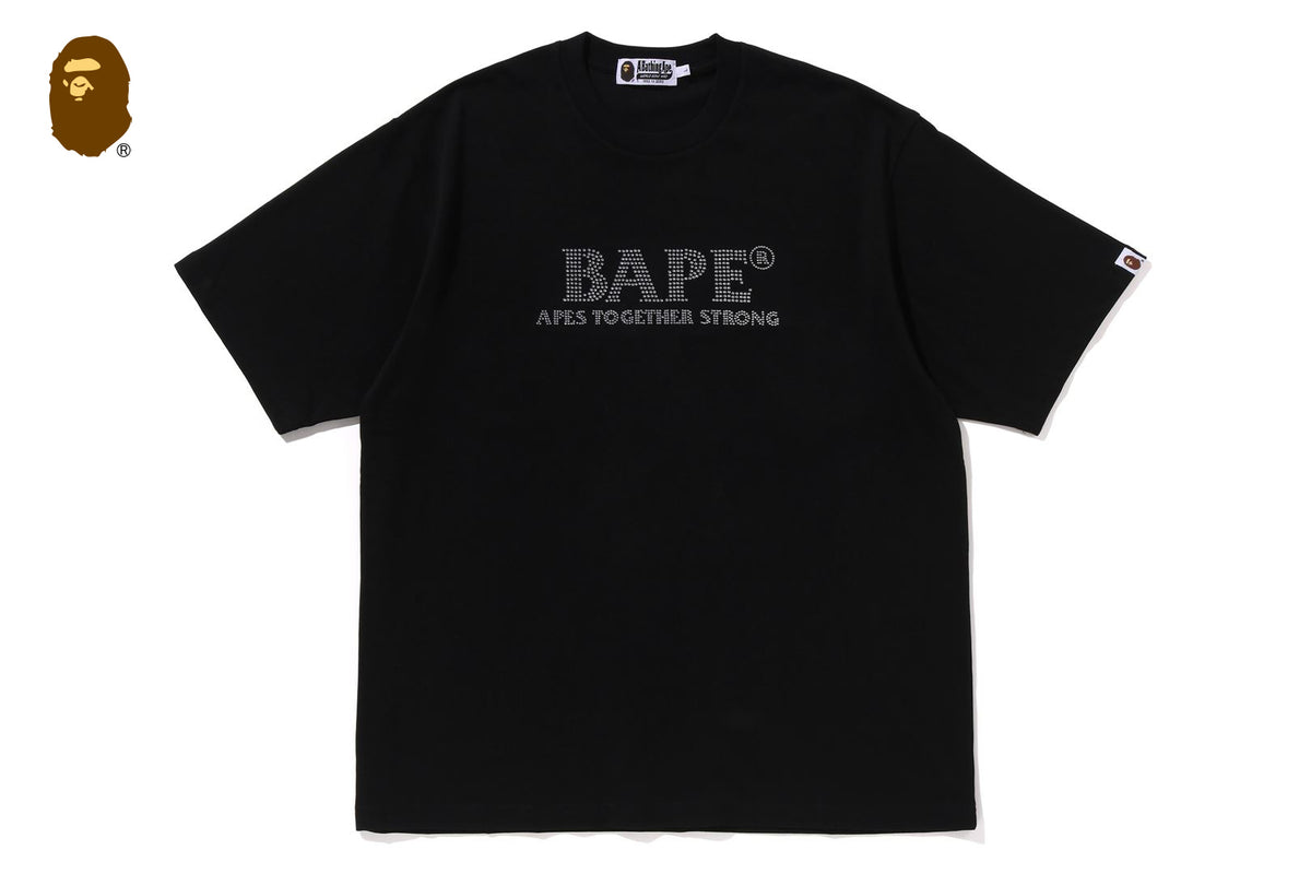 ａ bathing ape Ｔシャツ エイプ BAPEロゴ ラインストーン スワロフスキー BAPE logo スウェット Mサイズ black a bathing