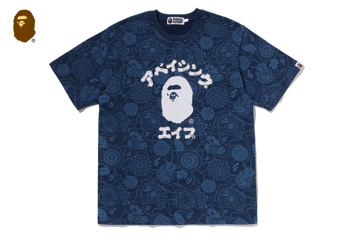 JAPANESE INDIGO ART CAMO COLLEGE REGUALR FIT TEE | bape.com