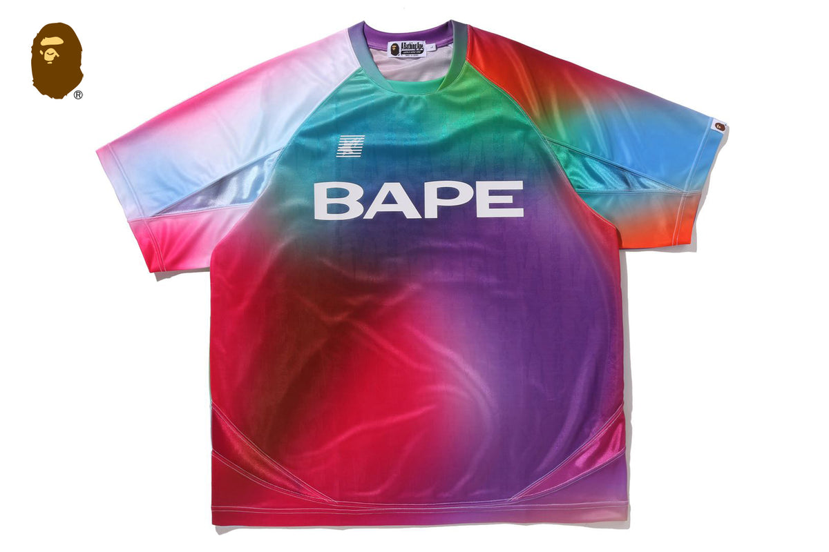 TIE DYE STA STRIPE PATTERN RELAXED FIT FOOTBALL JERSEY TEE | bape.com