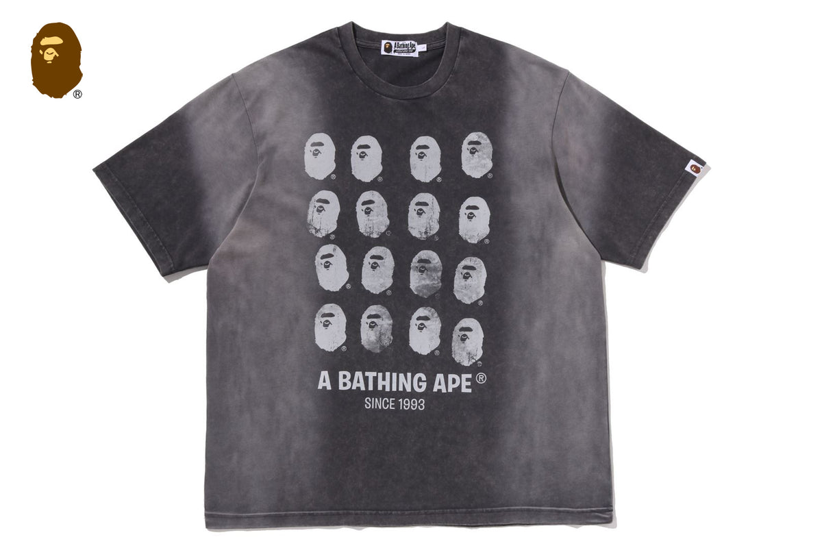 BLEECHED MULTI APE HEAD LOGO RELAXED FIT TEE | bape.com