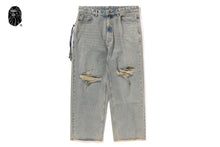 BAPE BLACK ESSENTIAL PAISLEY TRIMMED DENIM