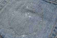 CRYSTAL APE HEAD DENIM SHORTS