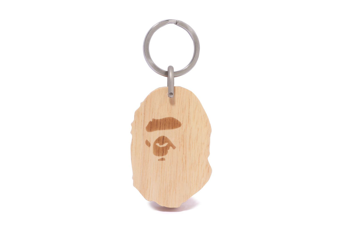 APE HEAD WOOD KEYCHAIN