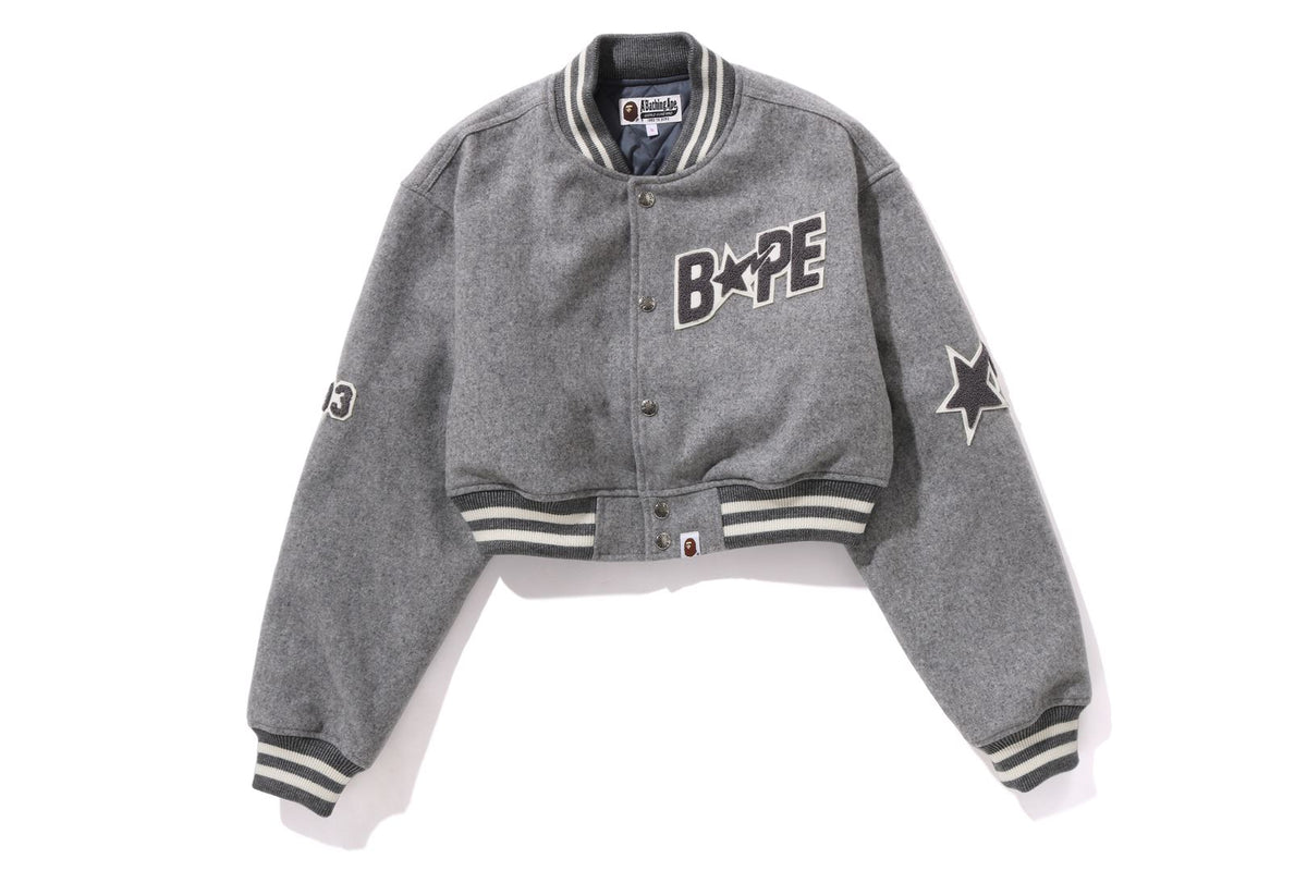 BAPE STA CROPPED VARSITY JACKET | bape.com