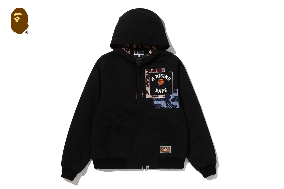 A RISING BAPE PATCHWORK HOODIE WORK JACKET | bape.com