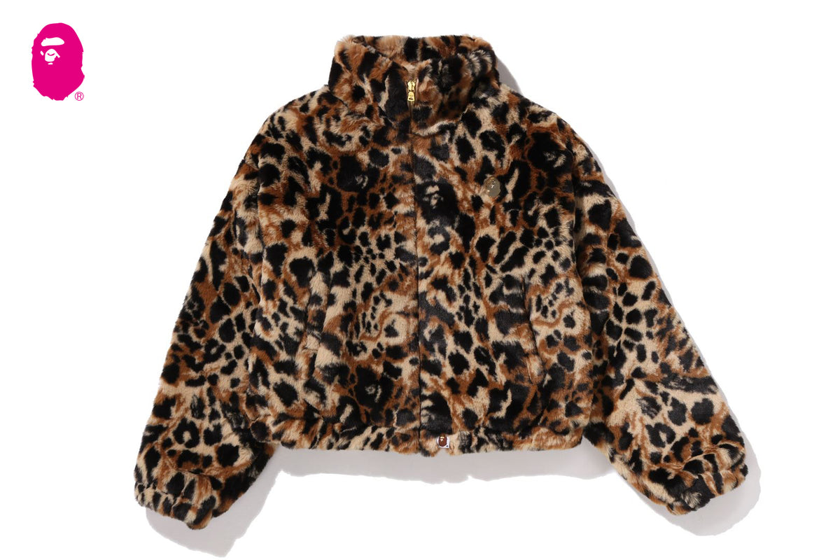 WILD LEOPARD PATTERN ONE POINT LONG FUR JACKET | bape.com