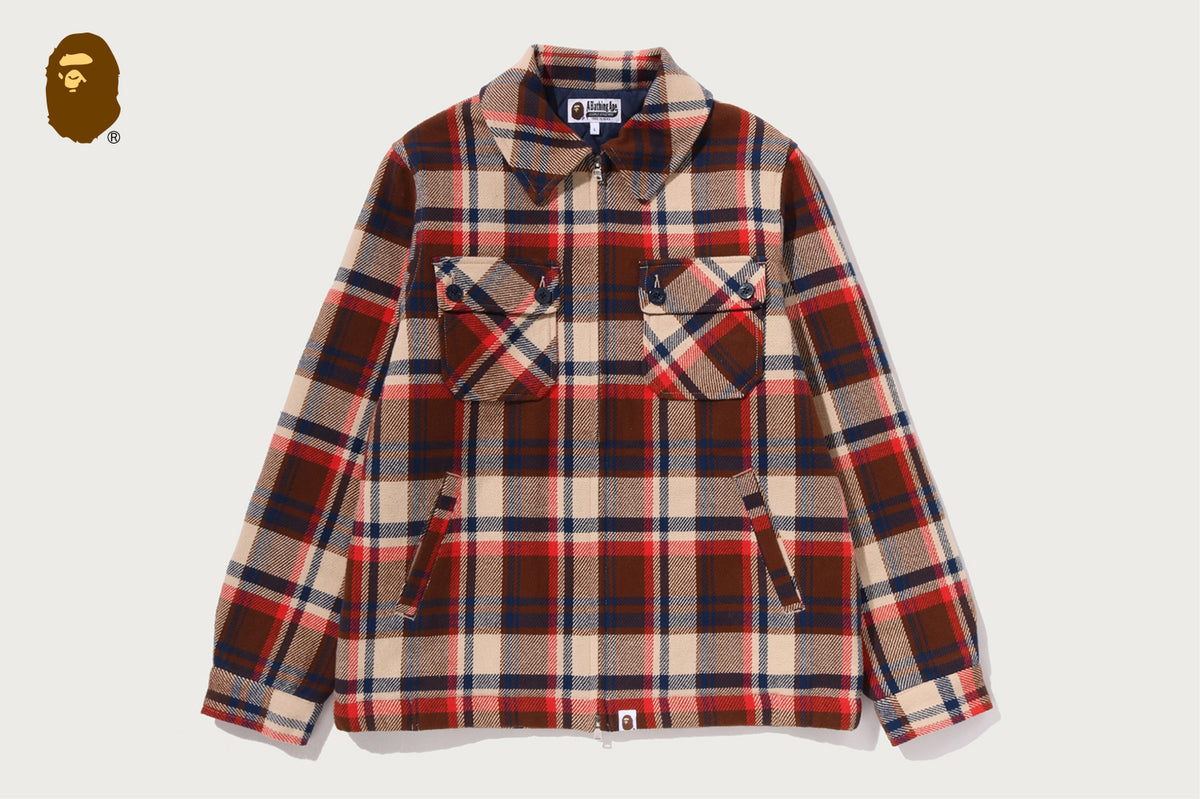 BAPE CHECK CPO ZIP JACKET | bape.com