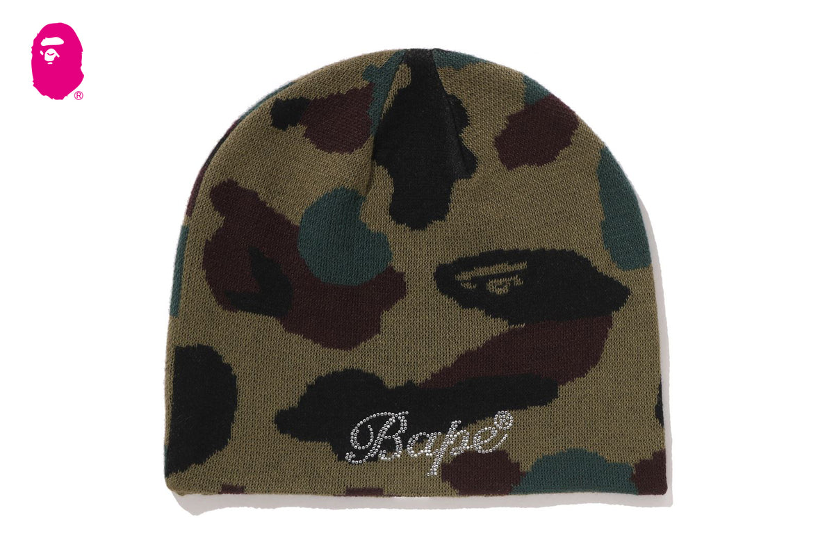 1ST CAMO CRYSTAL LOGO BEANIE | bape.com