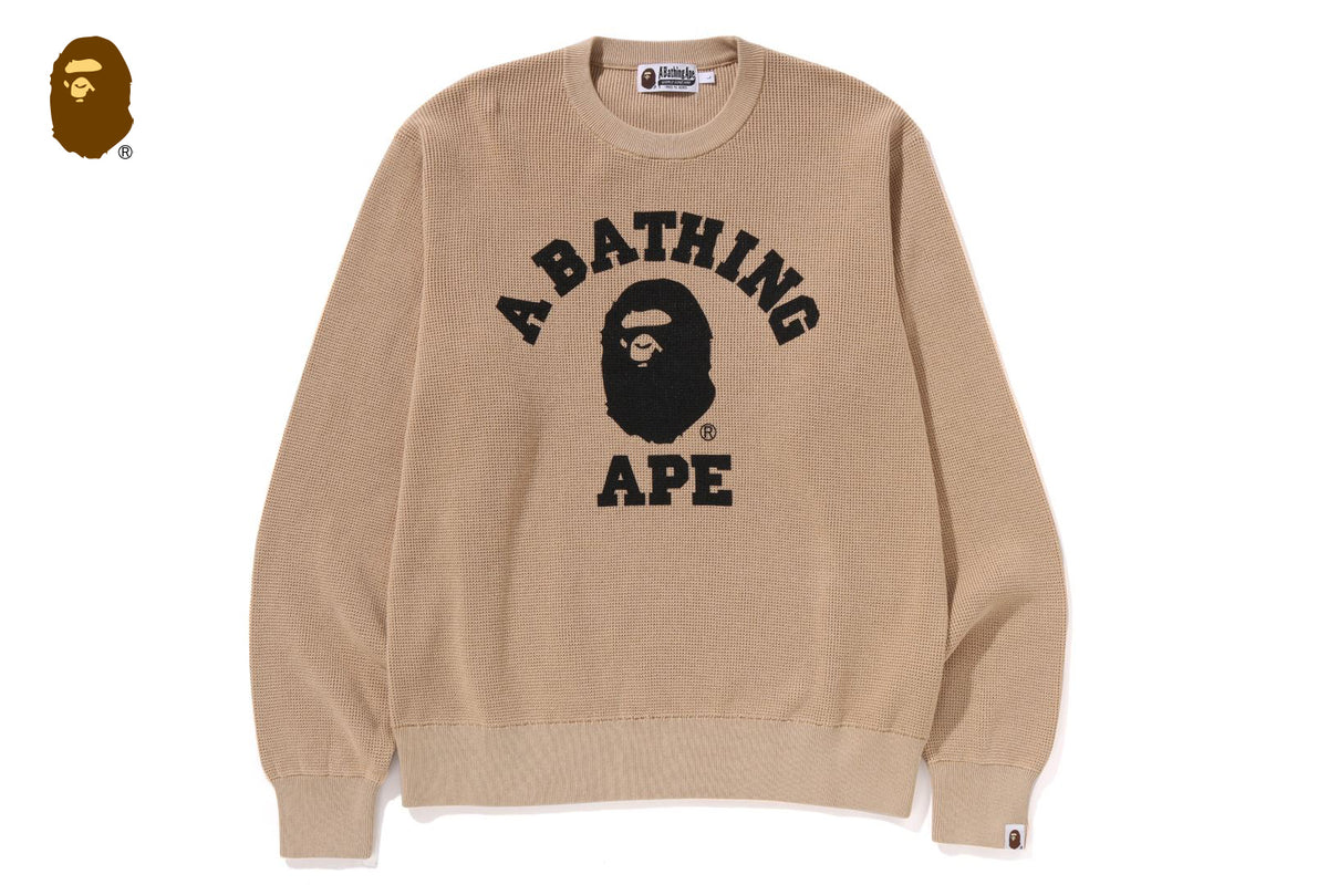 【A BATHING APE】3色展開 COLLEGE WAFFLE CREWNECK SWEATER COLLEGE WAFFLE CREWNECK SWEATER | bape.com
