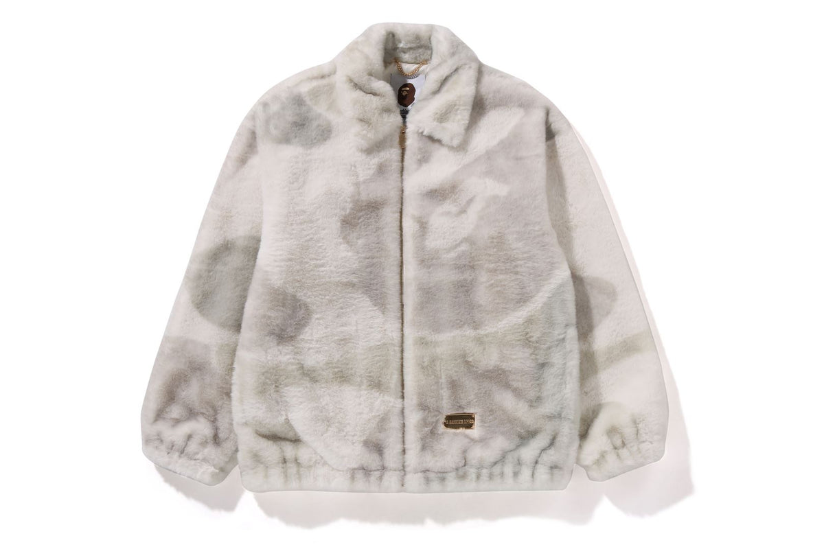 CAMO FLUFFY JACKET | bape.com 