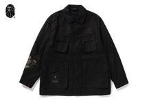 BAPE BLACK CROSS STITCHED ARMY SHIRT