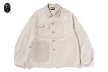 BAPE BLACK LEATHER TRIM CHORE JACKET