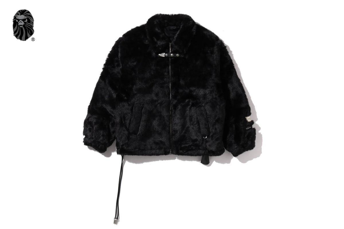 BAPE BLACK FAUX FUR COAT | bape.com