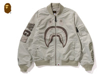 TONAL CHAIN STITCH SHARK BOMBER JACKET