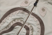 TONAL CHAIN STITCH SHARK BOMBER JACKET