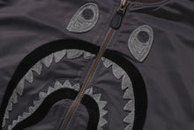 TONAL CHAIN STITCH SHARK BOMBER JACKET