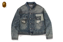 CLOUD CAMO JACQUARD UPCYCLED DENIM TRUCKER JACKET