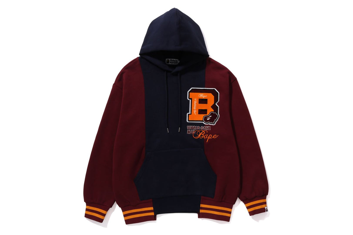 BAPE BADGES COLOR BLOCKING PULLOVER HOODIE | bape.com