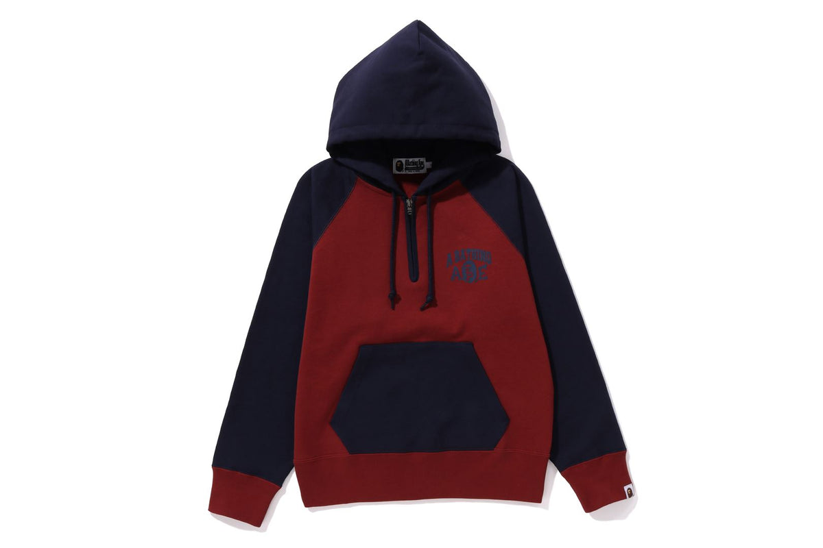 A BATHING APE HALF ZIP PULLOVER HOODIE