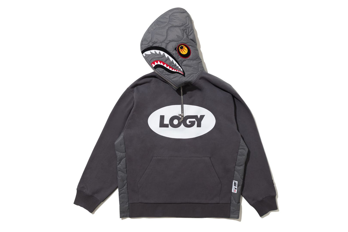 BAPE BY KAZUKI KURAISHI 】LOGY HALF ZIP SHARK PULLOVER HOODIE