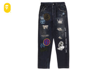 BAPE EMBLEM DENIM PRINT SWEAT PANTS