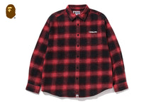 A BATHING APE LOGO OMBRE CHECK FLANNEL LS SHIRT