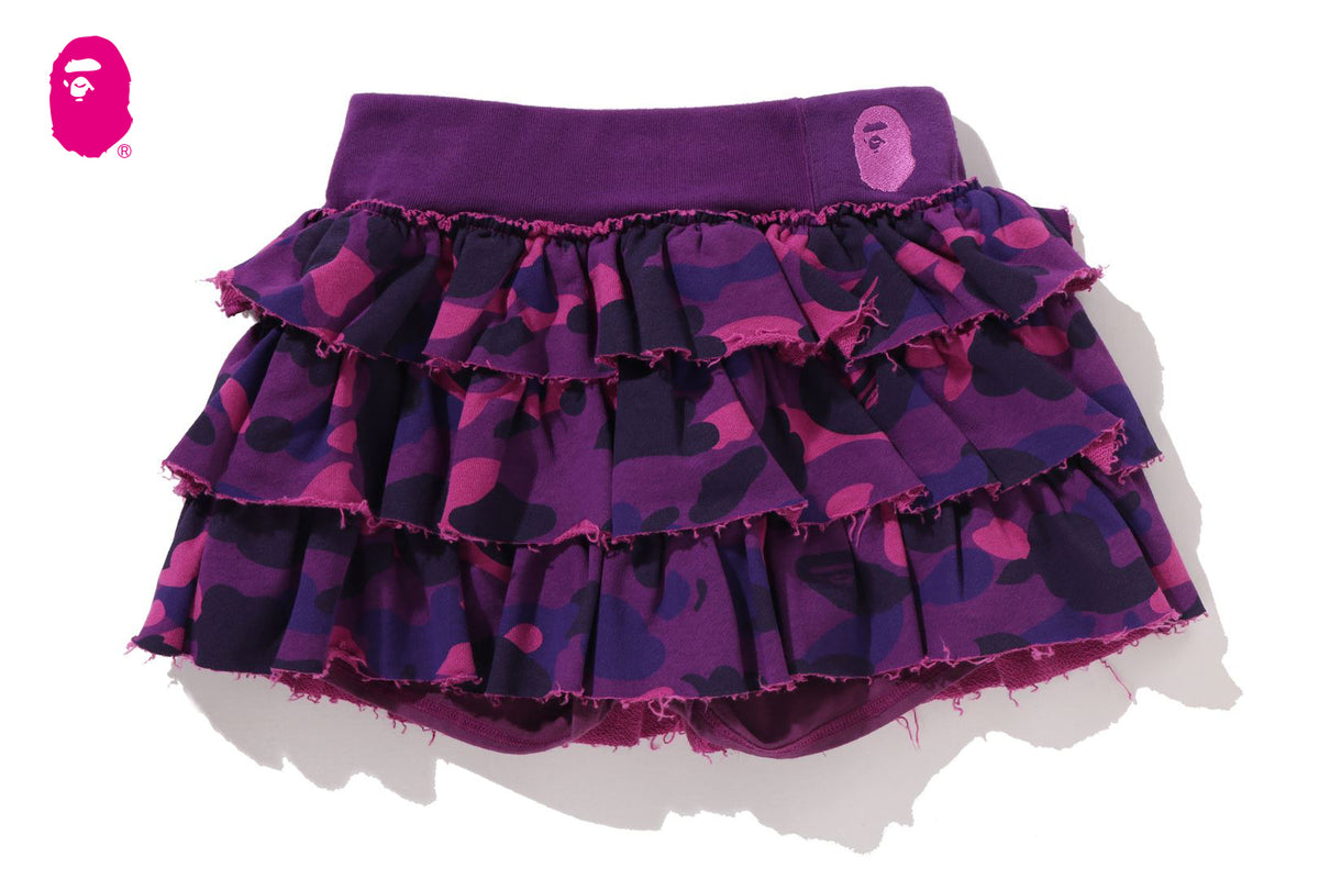 M 即発送 BAPE COLOR CAMO RUFFLE SWEAT SKIRT COLOR CAMO RUFFLE SWEAT SKIRT | bape.com