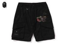 BAPE BLACK CROSS STITCHED ARMY SHORTS
