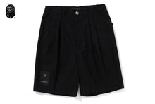BAPE BLACK PAISLEY LEATHER TRIMMED WORKER SHORTS