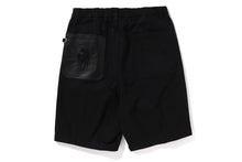 BAPE BLACK PAISLEY LEATHER TRIMMED WORKER SHORTS