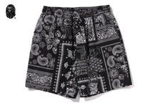 BAPE BLACK BORO PAISLEY CAMP SHORTS